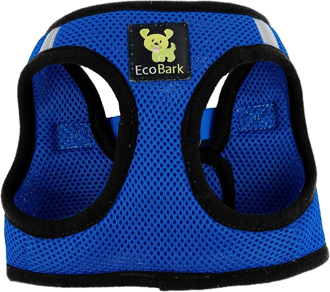 EcoBark Step in Dog Harness - Reflective Soft Luxurious Mesh Dog Harnesses for XXS, XS, Small, and Medium Dogs - Eco-Friendly Comfort Secure Halter No Pull Adjustable Pet Vest (Royal Blue, Small)
