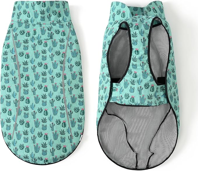 Mile High Life Dog Raincoat, Adjustable Waterproof Reflective Rain Jacket for Small Medium Large Dogs, Lightweight Breathable Pet Rain Coat with Leash Hole(Green Cactus,S Chest 22-25")