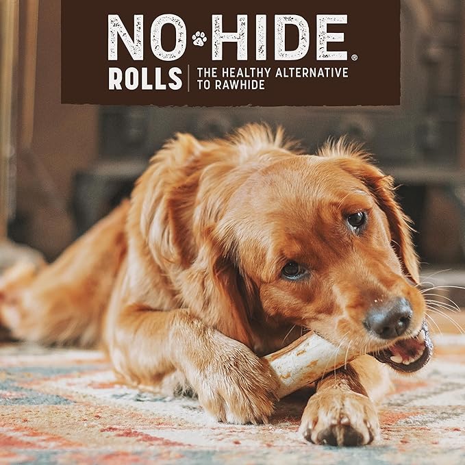 Earth Animal No Hide Medium Peanut Butter Flavored Natural Rawhide Free Dog Chews Long Lasting Chew Sticks | Treats for Large Dogs | Great for Aggressive Chewers (1 Pack)