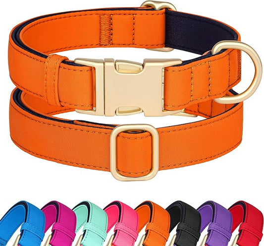 Didog Soft Padded Dog Collars for Small Dogs, Waterproof and Durable Pet Collar with Quick Release Buckle, Light and Breathable for Daily Walking,Orange,S(Neck:10-15")