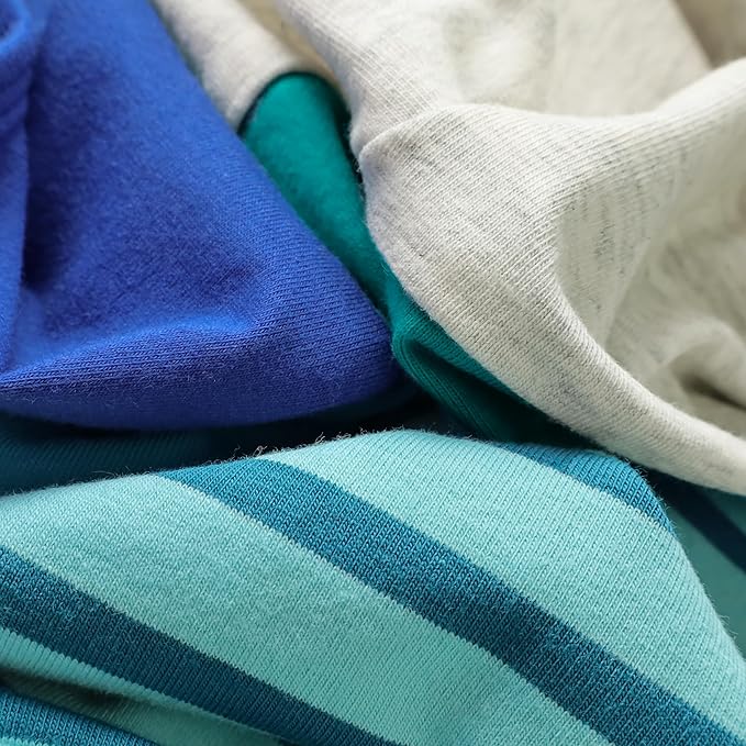 Fitwarm 3 Pack Color Block Striped Dog Shirt, Summer Dog Clothes for Small Dogs, Breathable Lightweight Pet Tshirt with Sleeves, Cat Outfit, Royal Blue, Gray, Teal, Large