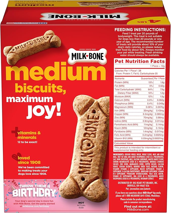 Milk-Bone Original Biscuits, Medium Dog Treats, 4 Pound Box