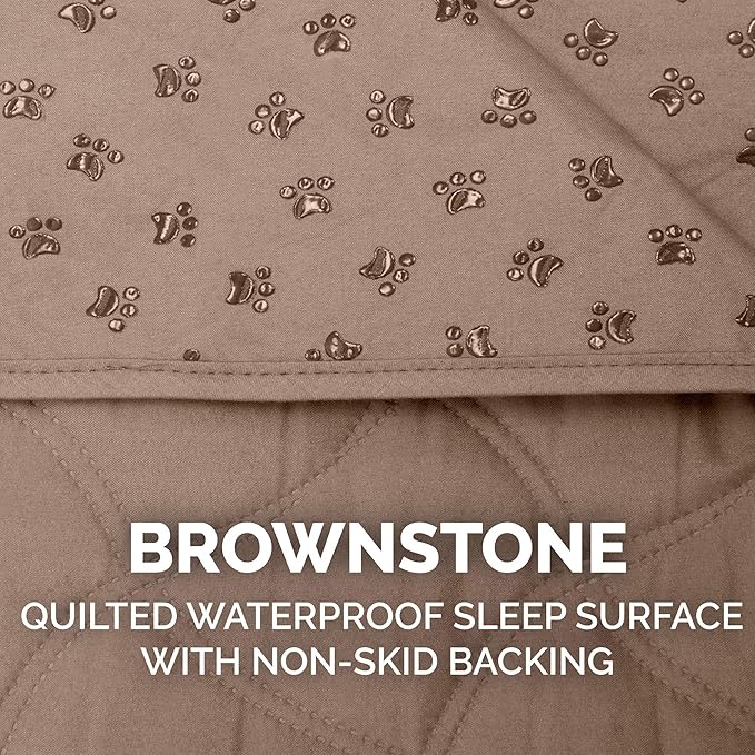 Furhaven Waterproof & Non-Slip King Size Mattress Cover Protector for Dogs & Cats, Washable, For Beds, Couches, & Car Seats - Quilted Twill Blanket Mattress Cover - Brownstone, Jumbo/King Size