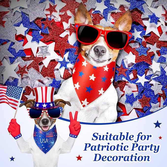 Preboun 100 Pcs Patriotic Dog Bandanas Bulk Red White and Blue Bandanas for Dogs 4th of July Triangle Pet Kerchief Scarf Set for Independence Day Puppy Doggie Costume Accessories