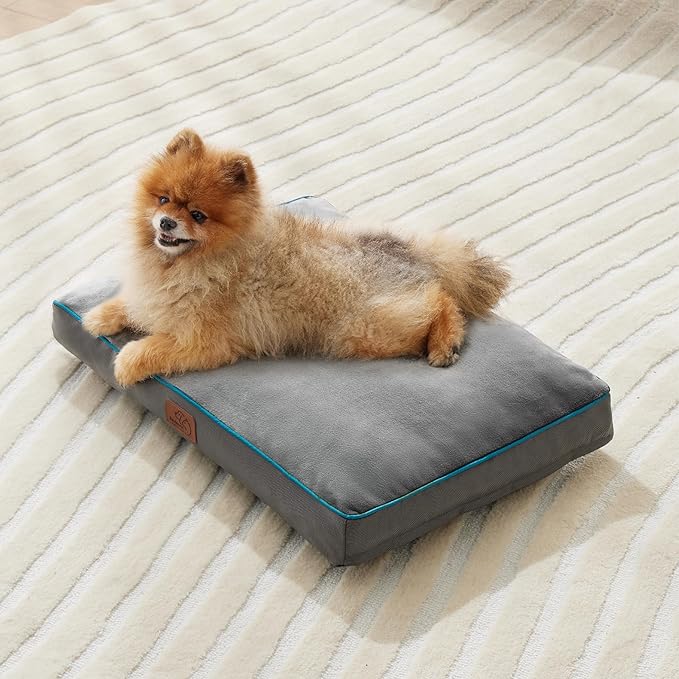 Bedsure Waterproof Dog Bed for Small Dogs - Up to 30lbs Pet Mat Pillows with Removable Washable Cover, Grey