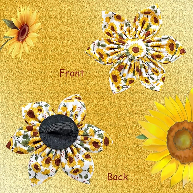 Lionheart glory Dog Collar with Flower Sunflower Print Dog Collar for Female or Male Dogs Soft Durable Adjustable Collar Flower Spring Collar Dog Bow for Large Dogs