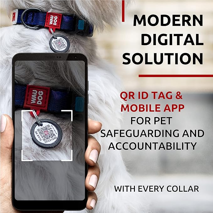 WAUDOG Nylon Dog Collar - Adjustable Dog Collar for Large Dogs, Small & Medium Dogs - Breakaway Puppy Collars for Large Breed Dogs - Boy & Girl Dog Collars with Durable Plastic Buckle and QR Dog Tag