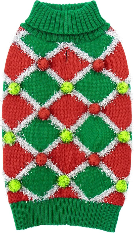 Cyeollo Christmas Sweater Turtleneck for Medium Dogs - Girl Xmas Knitted Pullover Soft Clothes Holiday Outfit, Green X-Large