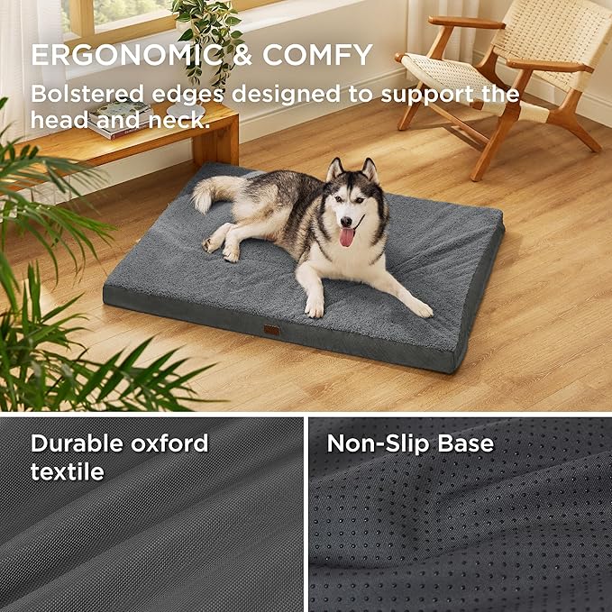 Bedsure XXL Dog Bed for Large Dogs - Orthopedic Waterproof Giant Pet Beds with Removable Washable Cover, Jumbo Egg Crate Foam Mat, Suitable for Pet Up to 150 lbs