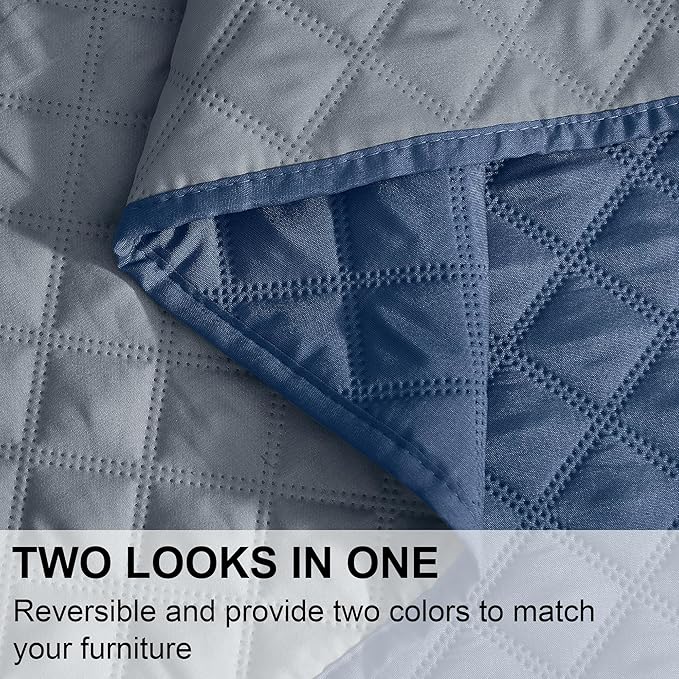 NICETOWN Couch Cover for Dogs, Waterproof Blanket for Sofa Furniture Protector for Pets Dog Hair Repellent Blanket Reversible Mats for Car, 1 Piece, 30 x 70 inch, Navy/Stone Blue