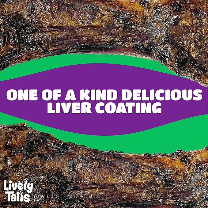 Liver Coated Dog Bones for Aggressive Chewers, Long Lasting Dog Bone, Chew Bones for Large Dogs, Beef Shin Bone, 3 Pack
