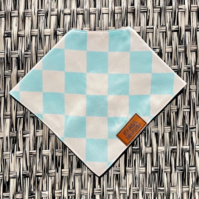 KonaBrandCo- Premium Handmade Dog Bandana | Dual Layered Silky Durable Polyester Fabric | Adjustable Fit Custom Shape- Won't Roll (Small, LUNA)