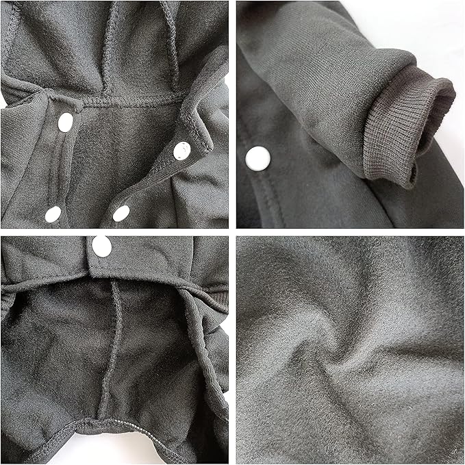 Dog Hoodie, Pet Jumpsuit Fleece Sweatshirt with Buttons, Dog Clothes, Dog Cold Weather Coats, Dog Pajamas, Winter Warm Cotton Puppy Hoodie 4 Legs Dog Clothes for Small Medium Large Dogs Cats Boy Girl