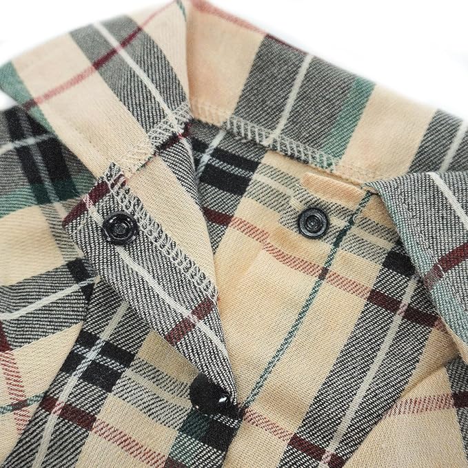 PUPTECK Plaid Dog Shirt, Cute Puppy Cat Polo T-Shirt, Soft Pet Clothes Boy Girl Outfit for Small Medium Dogs, Costume S