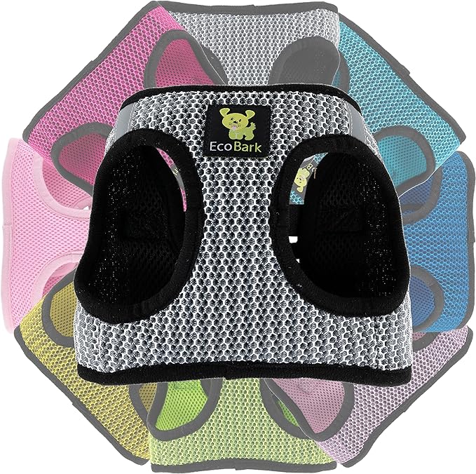 EcoBark Step in Dog Harness Reflective Soft Ultra Padded Mesh Dog Harnesses for Small, and Medium Breed Dogs Eco-Friendly Comfort Secure Halter No Pull Adjustable Pet Vest (Gray, XL)