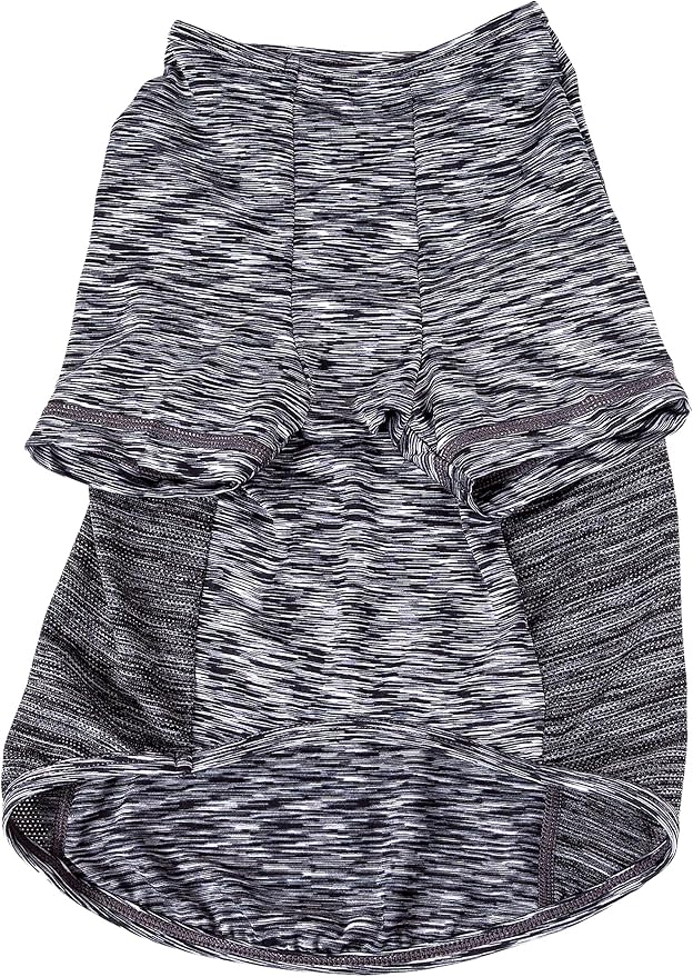 Pet Life ® Active 'Warf Speed' Heathred Dog Fitness and Yoga Pet T-Shirt Dog Clothes - Performance Dog T-Shirt with 4-Way-Stretch, Reflective and Quick-Dry Technology - Summer Dog Shirts