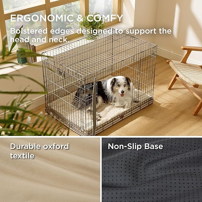 Bedsure XL Dog Bed for Crate - Large Orthopedic Waterproof Pet Beds with Removable Washable Cover, Egg Crate Foam Crate Mat, Suitable for Pet Up to 90 lbs
