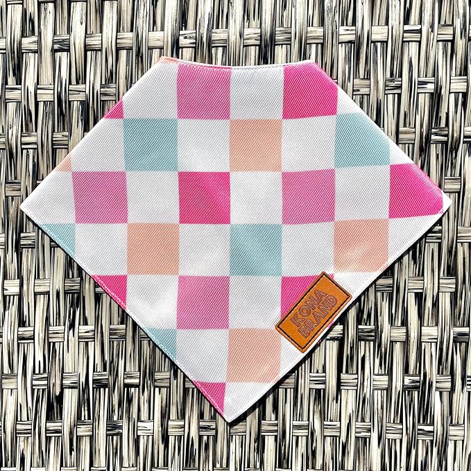 KonaBrandCo- Premium Handmade Dog Bandana | Dual Layered Silky Durable Polyester Fabric | Adjustable Fit Custom Shape- Won't Roll (Medium, SASSY)