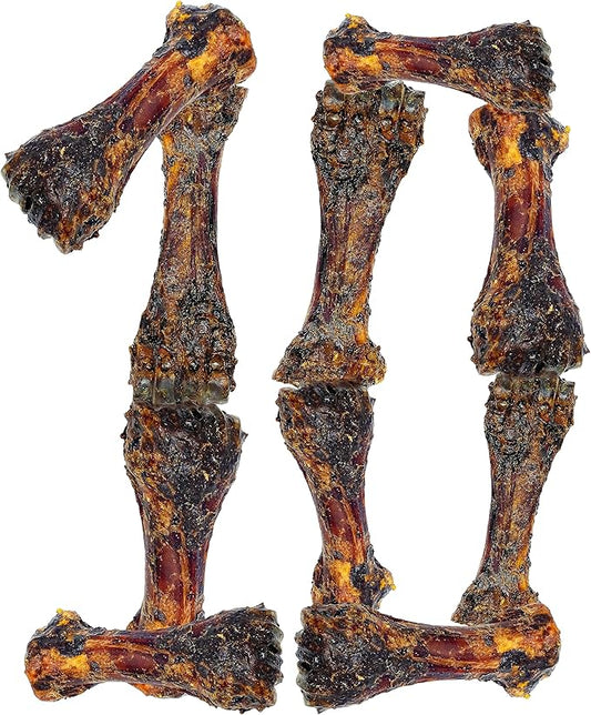 Liver Coated Dog Bones for Aggressive Chewers, Chew Bone for Large Dogs, Dog Bones Long Lasting, Beef Shin Large Bone, 10 Pack