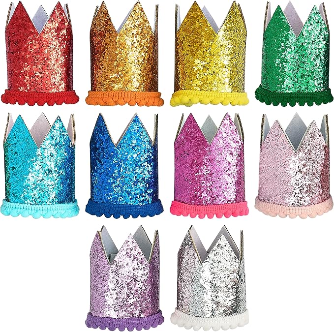 PET SHOW 10 Pack Mini Small Dog Crown Hat Dog Birthday Party Hats Adjustable Headband Hats Cat Rabbit Hats for Holiday Wedding Puppies Kittens Costume Accessories