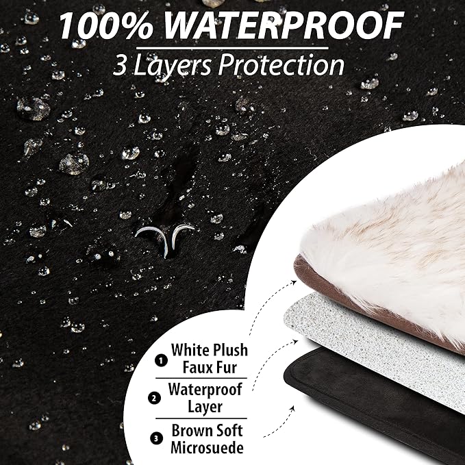 Waterproof Faux Fur Dog Blanket - Waterproof Dog Blanket for Bed, Couch or Dog Crate - White [50"x60"]