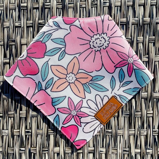 KonaBrandCo- Premium Handmade Dog Bandana | Dual Layered Silky Durable Polyester Fabric | Adjustable Fit Custom Shape- Won't Roll (Large, KONA BUG)